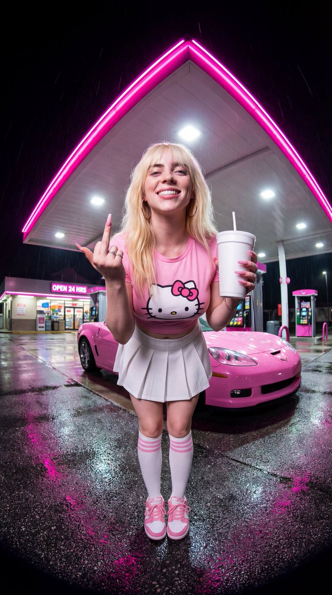 Sydney Sweeney Neon Gas Station Scene