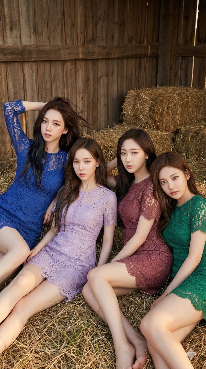 aespa in Lace Minidresses at a Rustic Barn